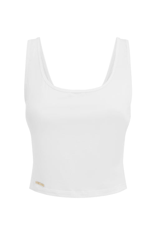 Chloe White Cropped Singlet Lyocell