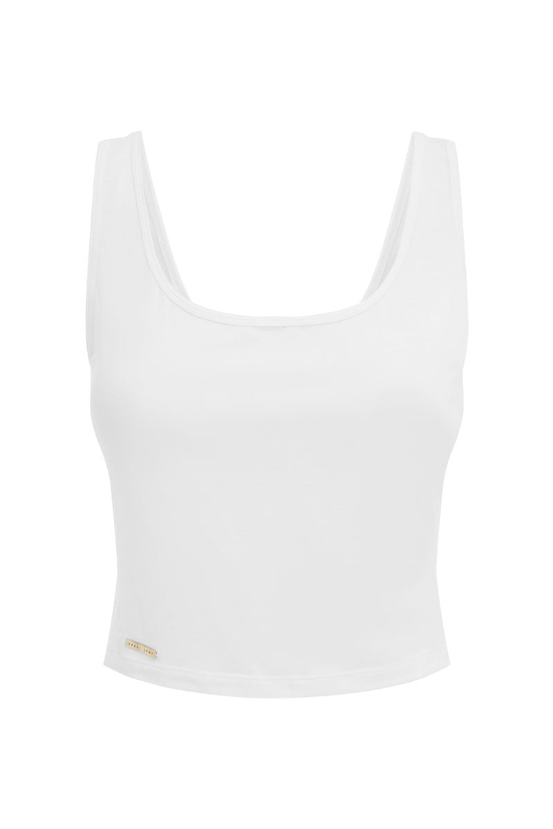 Chloe White Cropped Singlet Lyocell